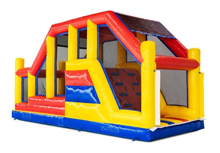 Red yellow blue obstacle course module base jump