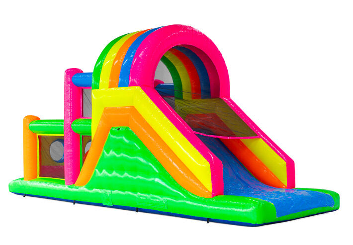 Fluor obstacle course with slide and obstacles, 9 metres long – order from JB-Inflatables