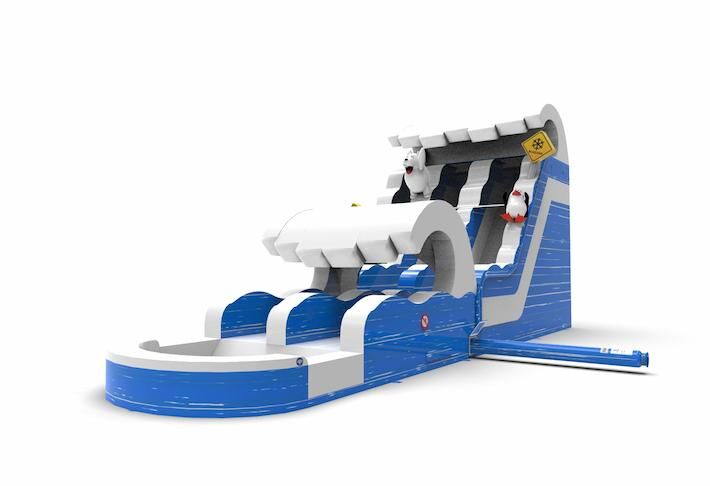 Order an inflatable waterslide D18 in winter edition theme for both young and old. Inflatable commercial waterslides online for sale at JB Inflatables America