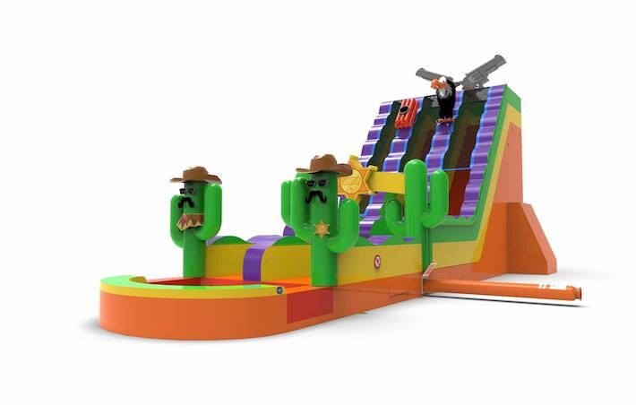 An inflatable waterslide D22 in theme Texas for both young and old for sale. Order inflatable waterslides online at JB Inflatables America