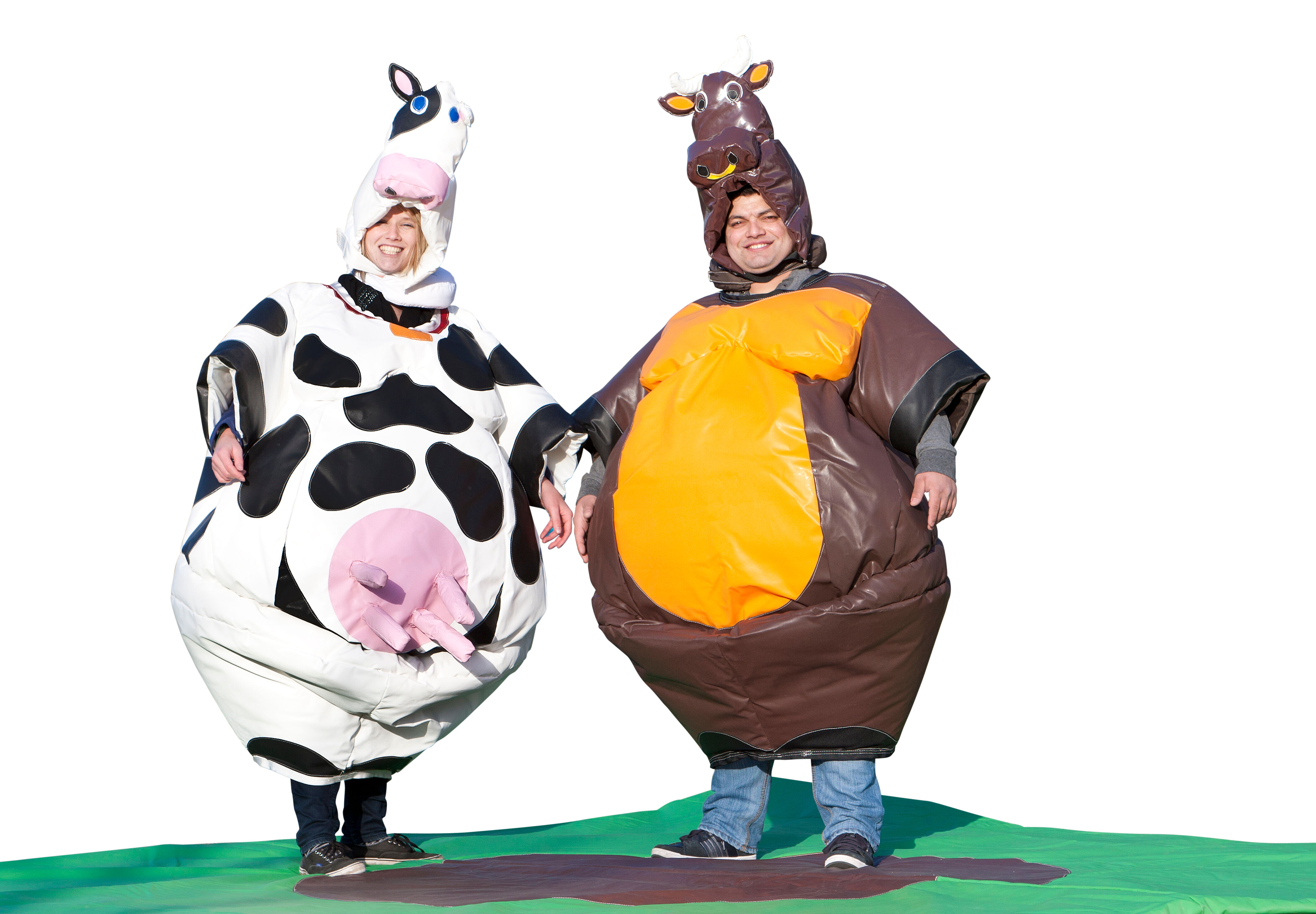 Encomende trajes de sumô infláveis ​​no tema Cow & Bull para jovens e idosos. Compre ternos de sumô infláveis ​​online na JB Insuflaveis Portugal