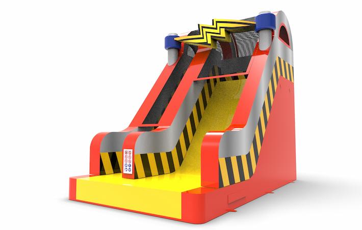 An inflatable dryslide S18 in theme high voltage for both young and old for sale. Order inflatable dryslides online at JB Inflatables America