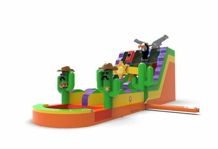 Buy an inflatable waterslide D18 in Texas theme for various occasions. Order wholesale inflatable waterslides online at JB Inflatables America