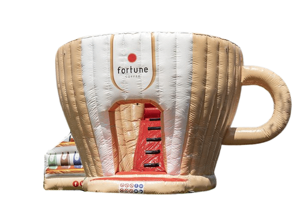 Springkussen in vorm van koffie kopje op maat gemaakt voor Fortune