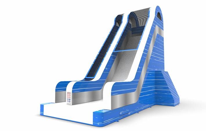 Get an inflatable dryslide S22 in blue-white-silver colors for both young and old. Order inflatable dryslides online at JB Inflatables America
