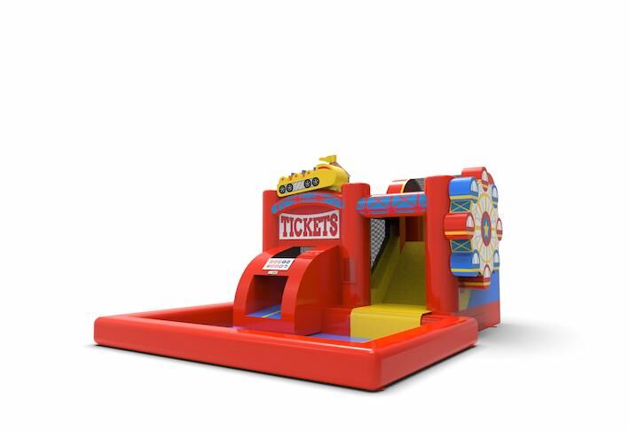 springkussen met water en glijbaan in rollecoaster thema bestellen