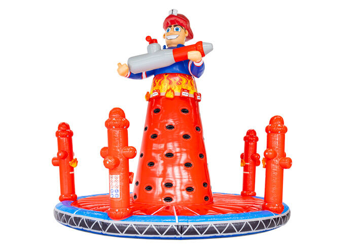 Klimtoren Brandweer 2 klimspel met rode brandweerlook verkrijgbaar bij JB Inflatables
