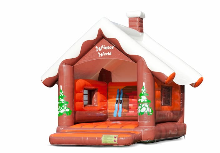 Ordene o castelo insuflável padrão do Skihut winterworld com uma chaminé 3D no topo para as crianças. Compre castelos insufláveis online na JB Insufláveis Portugal