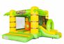 Order inflatable bouncy castle with slide in dino theme in green with yellow for children