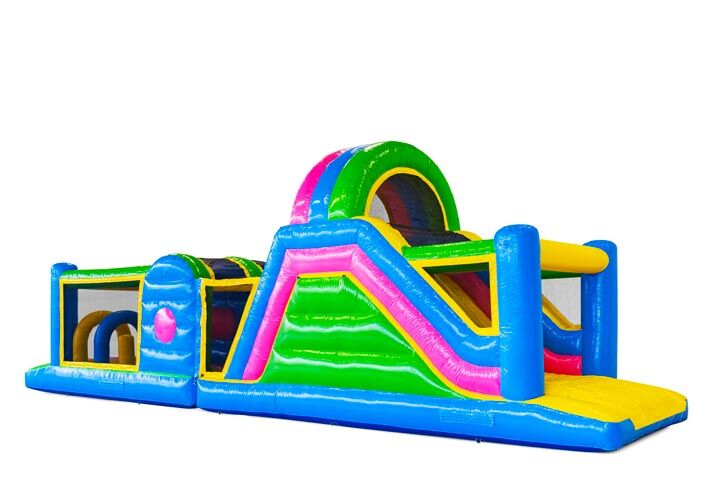 Order obstacle course in Happy colors for kids. Buy inflatable obstacle courses now online at JB Inflatables America