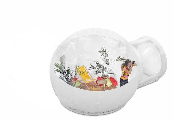 Domo modular inflável com entrada transparente para venda