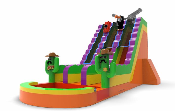 Unique inflatable waterslide D22 in Texas theme for both young and old for sale. Buy inflatable reclame waterslides online at JB Inflatables America