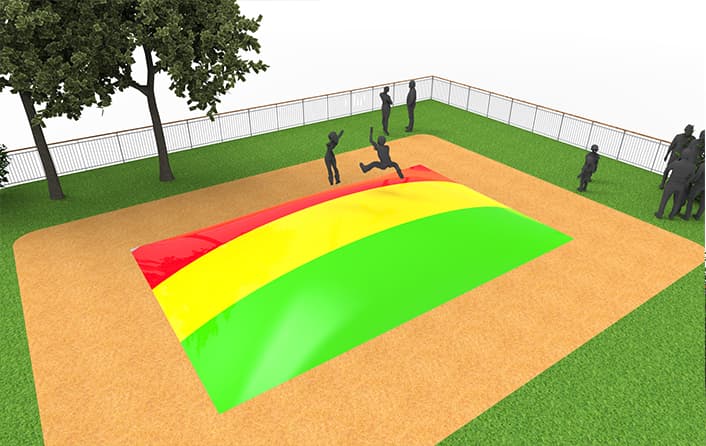 Compre montanha aérea inflável na cor vermelho amarelo verde para crianças. Encomende montanhas aéreas infláveis ​​agora online na JB Insuflaveis Portugal