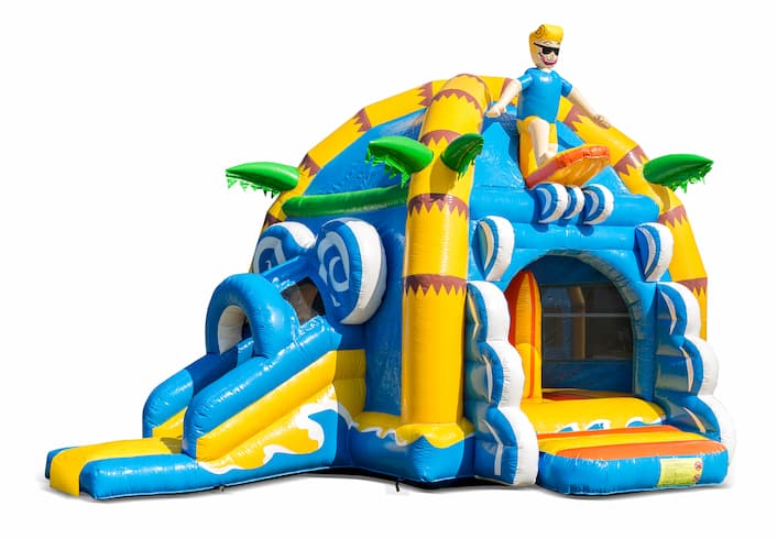 Buy inflatable indoor multifun super bouncy castle with slide in theme beach beach for children. Order inflatable bouncy castles online at JB Inflatables UK