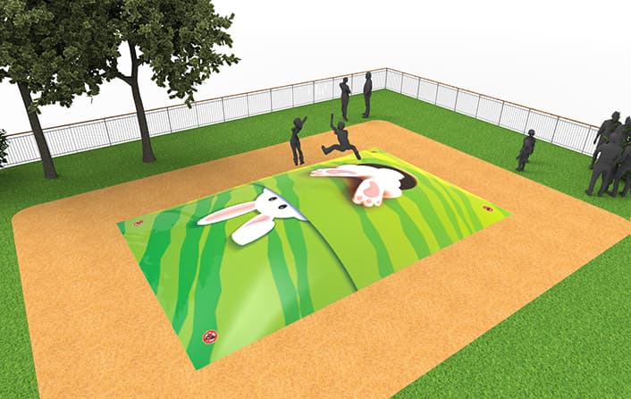 Compre airmountain inflável em um tema de coelho para crianças. Encomende montanhas aéreas infláveis ​​agora online na JB Insuflaveis Portugal