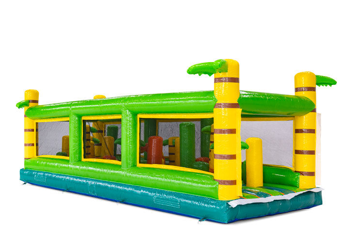 Circuito de obstáculos modular em amarelo verde com palmeira