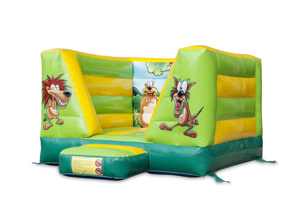 Compra un pequeño castillo hinchable abierto en el tema de la selva para niños. Compra castillos hinchables en línea en JB Hinchables España
