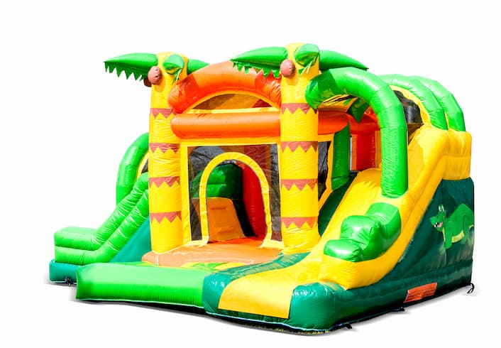 Compre un pequeño castillo inflable multijugador de interior con un tema de jungla con tobogán para niños. Ordene castillos inflables en línea en JB Hinchables España