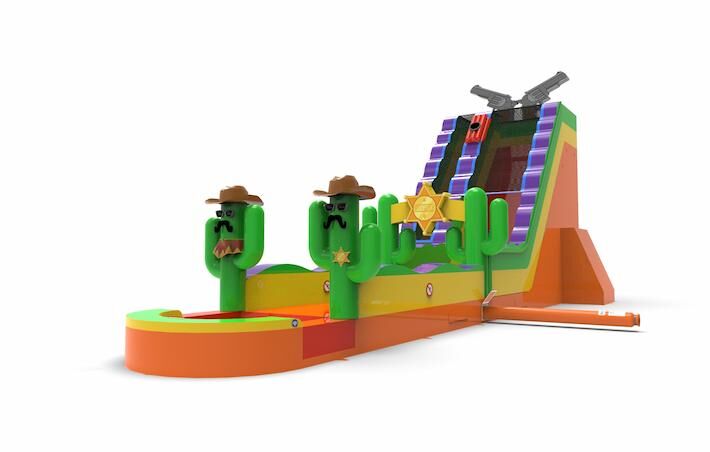 Buy an inflatable waterslide S22 in theme Texas for both young and old. Order inflatable manufactured waterslides online at JB Inflatables America