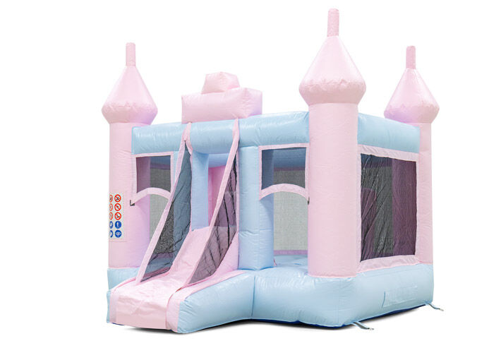 Comprar Castillo hinchable Mini Bounce en colores pastel rosa azul para niños. Order inflatables online at JB Hinchables España