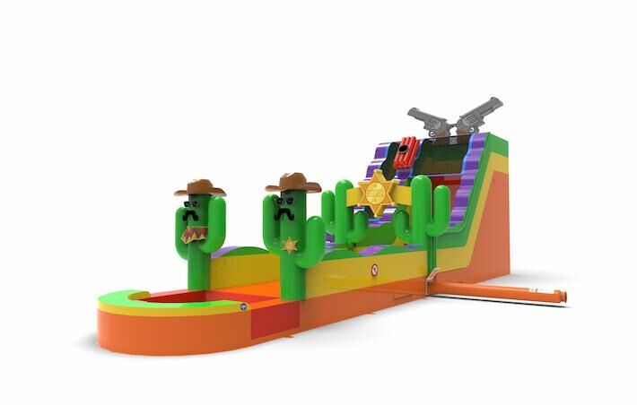 Get an inflatable waterslide S18 in Texas theme for both young and old. Order inflatable waterslides online at JB Inflatables America