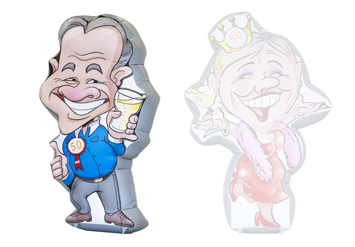 Opblaasbare Abraham pop in 2d met cartoon stijl kopen voor verjaardagen bij JB Inflatables..