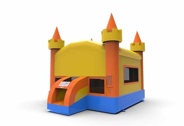 Order unique 13ft jumper basic inflatable bounce house in marble theme in colors orange, yellow and blue for both young and old. Buy inflatable manufactured bounce houses online at JB Inflatables America