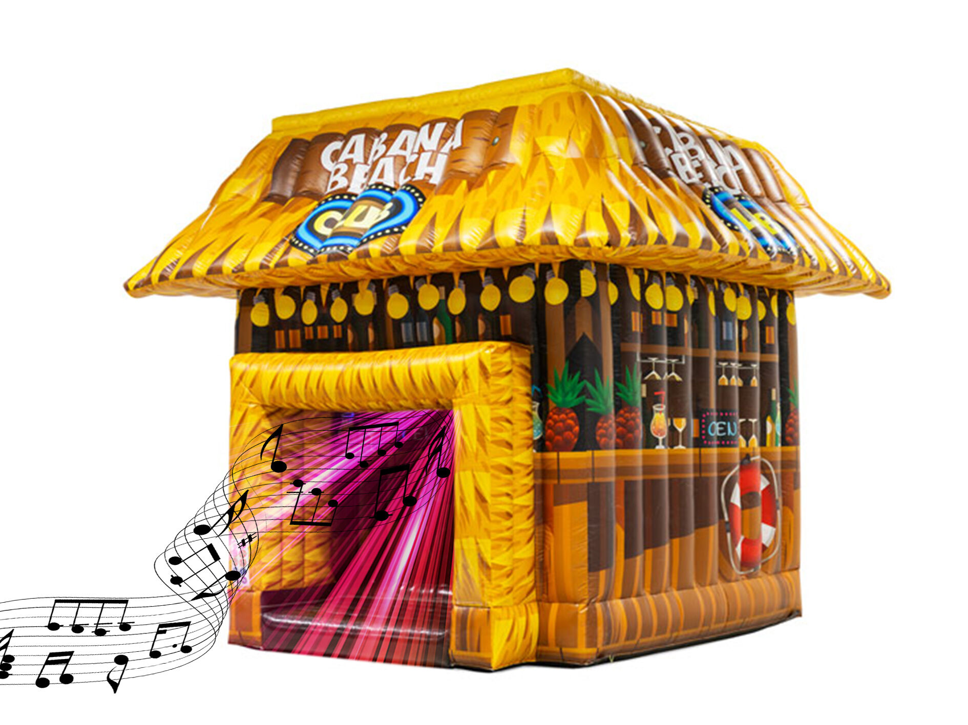 Pedir un castillo hinchable disco con estilo playero