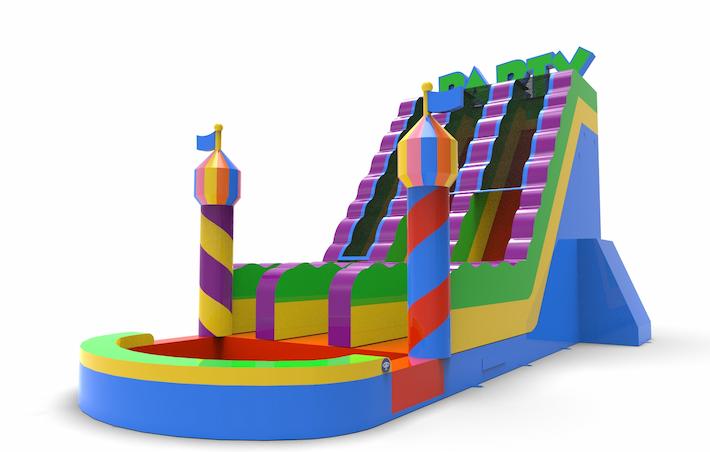 Order an inflatable waterslide D22 in party theme for both young and old. Inflatable commercial waterslides online for sale at JB Inflatables America