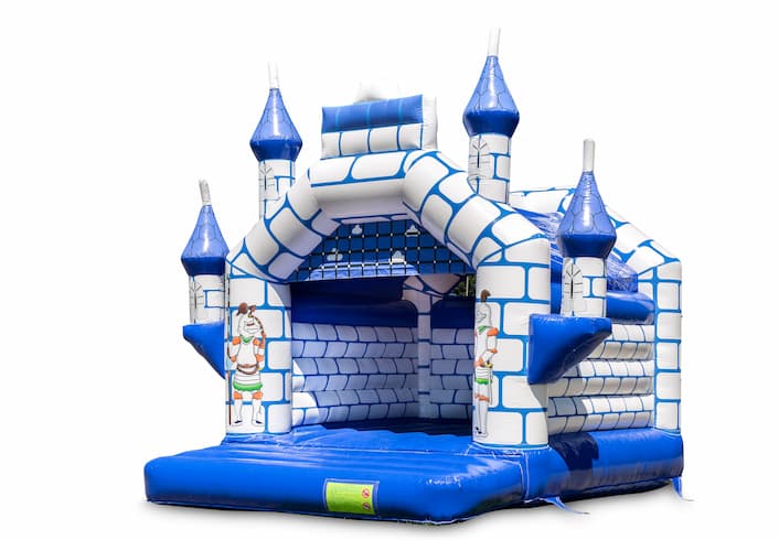 Compre castillos hinchables estándar de castillo azul con un tema de caballero para niños. Ordene castillos hinchables en línea en JB Hinchables España