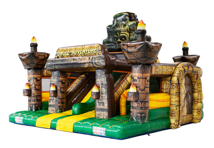 Xtreme U Obstacle Course Jungle Adventure met stoere jungleprint, verkrijgbaar bij JB Inflatables