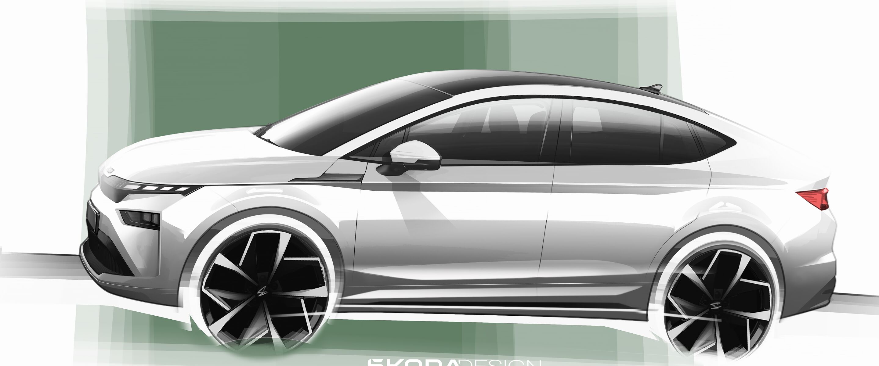 exteriorsketchesofthenewskodaenyaqcoupe